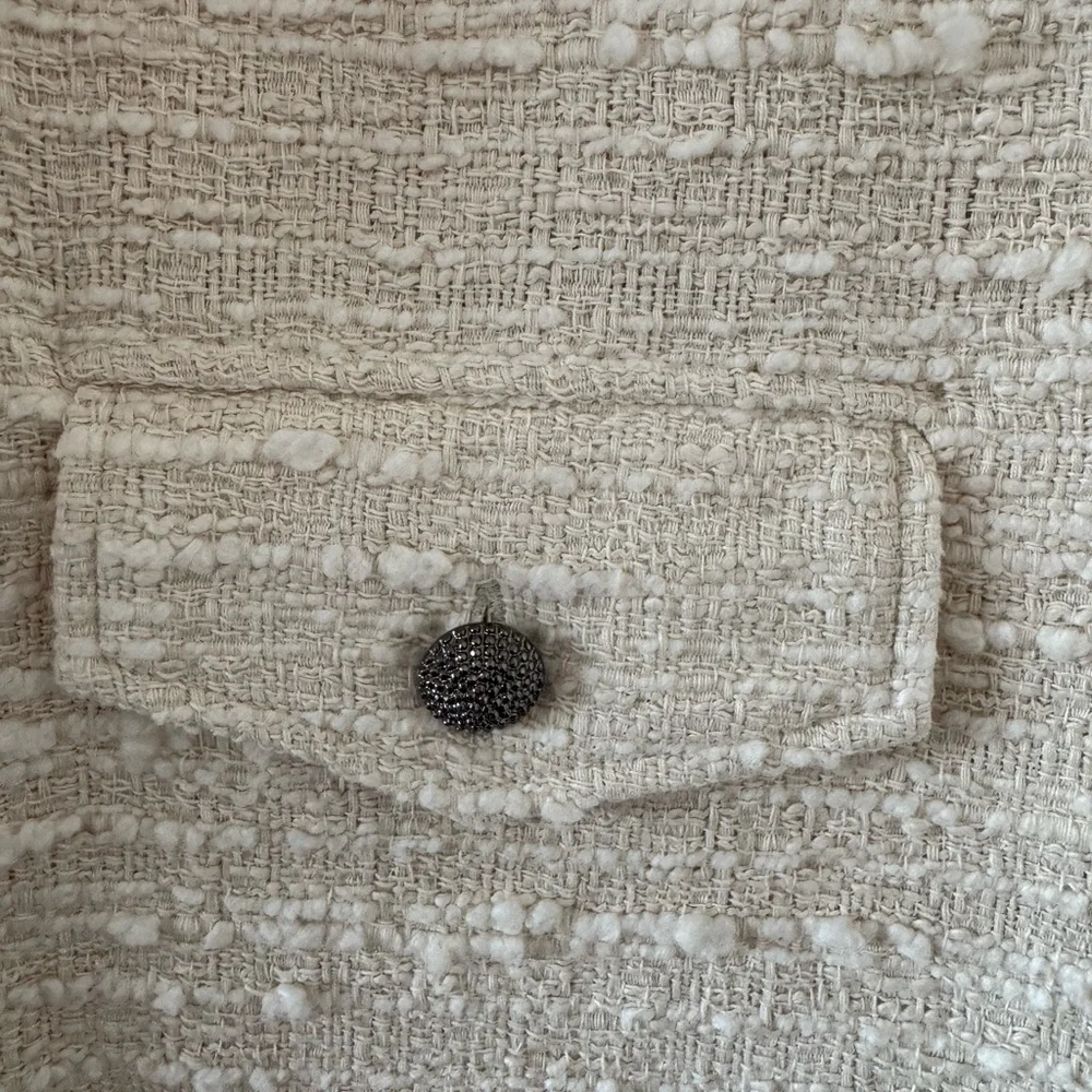 NWT BA&SH Auxane tweed mini dress long sleeve ecru size M - Picture 3 of 11